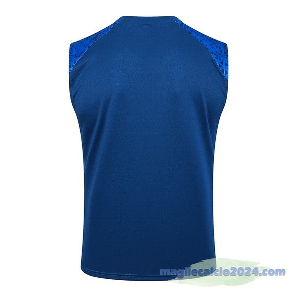 Entrenamiento Senza Maniche Marsella 2023 2024 Blu Bianco Poco Prezzo