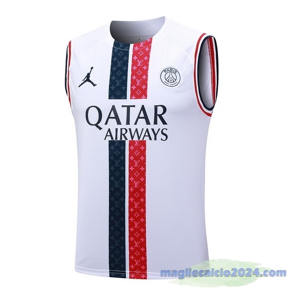 Entrenamiento Senza Maniche Paris Saint Germain 2023 2024 Bianco Rosso Blu Poco Prezzo