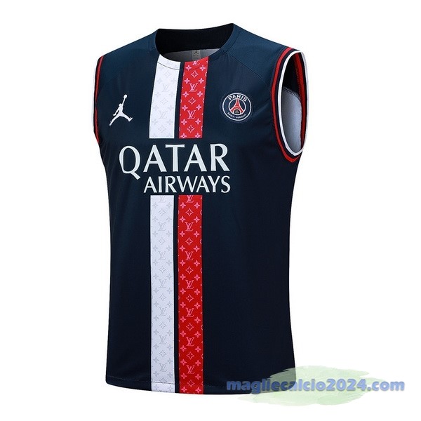 Entrenamiento Senza Maniche Paris Saint Germain 2023 2024 Blu Navy Rosso Bianco Poco Prezzo