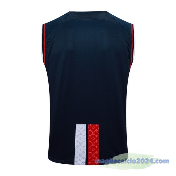Entrenamiento Senza Maniche Paris Saint Germain 2023 2024 Blu Navy Rosso Bianco Poco Prezzo