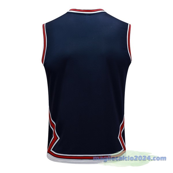 Entrenamiento Senza Maniche Paris Saint Germain 2023 2024 Blu Navy Rosso Poco Prezzo
