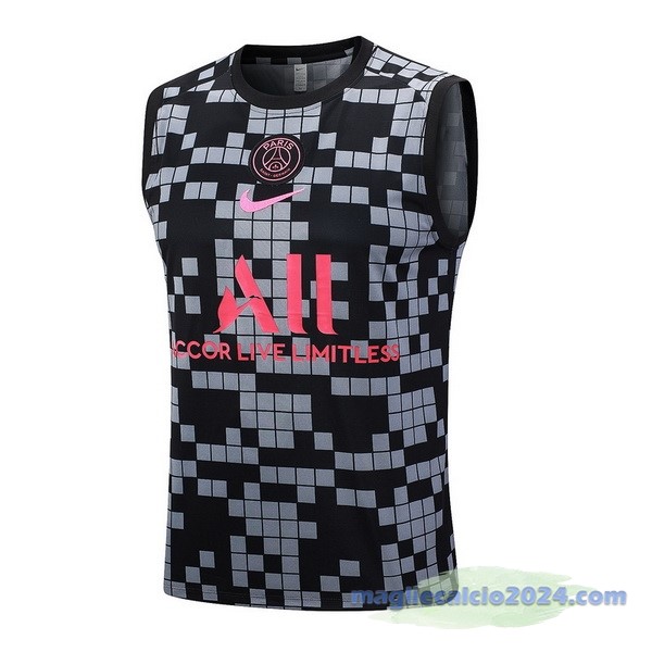 Entrenamiento Senza Maniche Paris Saint Germain 2023 2024 Grigio Nero Rosa Poco Prezzo