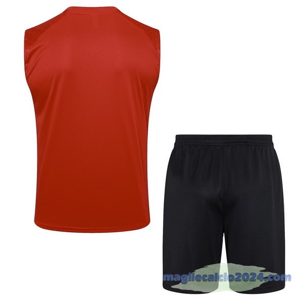 Entrenamiento Senza Maniche Set Completo AC Milan 2023 2024 Rosso Nero Grigio Poco Prezzo