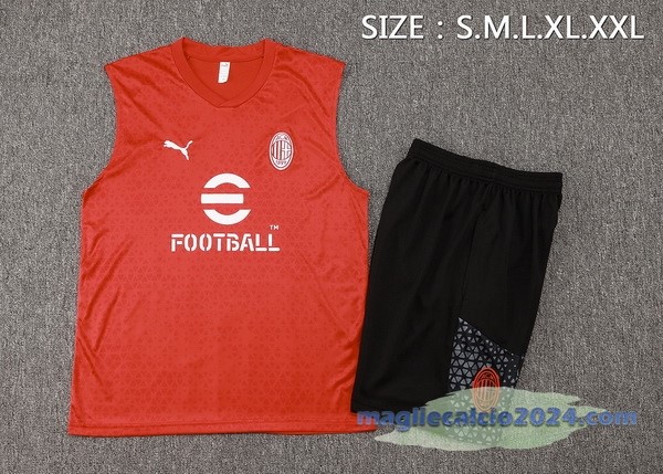 Entrenamiento Senza Maniche Set Completo AC Milan 2023 2024 Rosso Nero Grigio Poco Prezzo