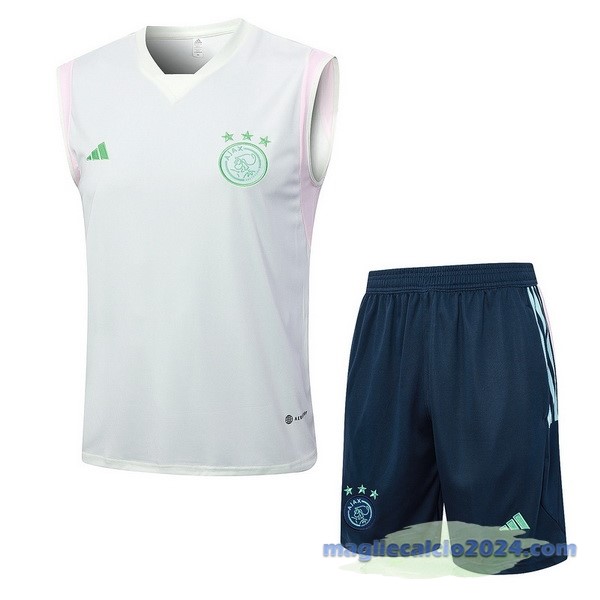 Entrenamiento Senza Maniche Set Completo Ajax 2023 2024 Verde Luce Blu Poco Prezzo