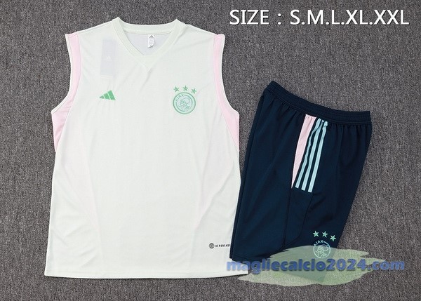 Entrenamiento Senza Maniche Set Completo Ajax 2023 2024 Verde Luce Blu Poco Prezzo