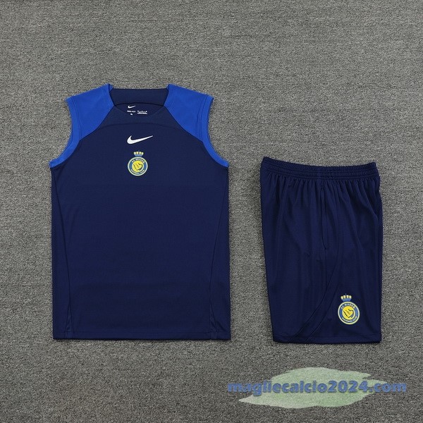 Entrenamiento Senza Maniche Set Completo Al Nassr 2023 2024 Blu Poco Prezzo
