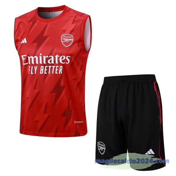Entrenamiento Senza Maniche Set Completo Arsenal 2023 2024 Rosso Bianco Nero Poco Prezzo