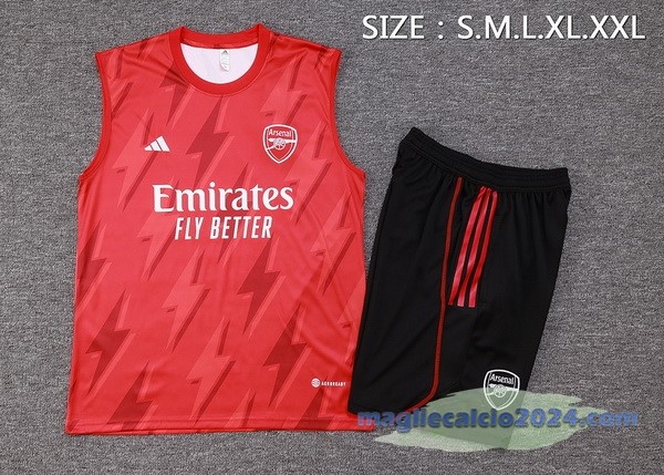 Entrenamiento Senza Maniche Set Completo Arsenal 2023 2024 Rosso Bianco Nero Poco Prezzo