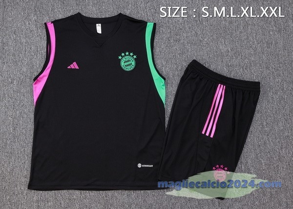 Entrenamiento Senza Maniche Set Completo Bayern Múnich 2023 2024 Nero Purpureo Verde Poco Prezzo