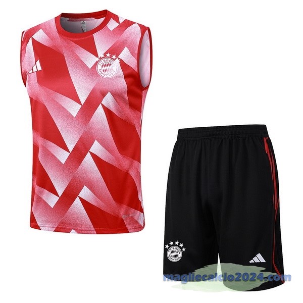 Entrenamiento Senza Maniche Set Completo Bayern Múnich 2023 2024 Rosso Bianco Nero Poco Prezzo