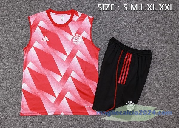 Entrenamiento Senza Maniche Set Completo Bayern Múnich 2023 2024 Rosso Bianco Nero Poco Prezzo