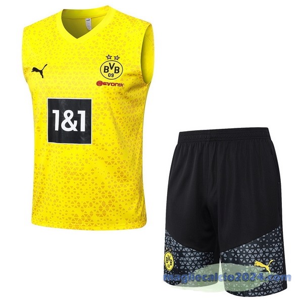 Entrenamiento Senza Maniche Set Completo Borussia Dortmund 2023 2024 Giallo Nero Grigio Poco Prezzo
