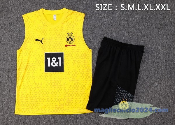 Entrenamiento Senza Maniche Set Completo Borussia Dortmund 2023 2024 Giallo Nero Grigio Poco Prezzo