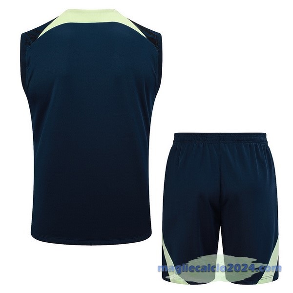 Entrenamiento Senza Maniche Set Completo Brasile 2023 Blu Navy III Verde Poco Prezzo
