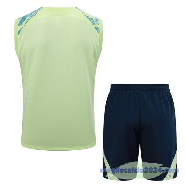 Entrenamiento Senza Maniche Set Completo Brasile 2023 Verde Blu Navy Poco Prezzo