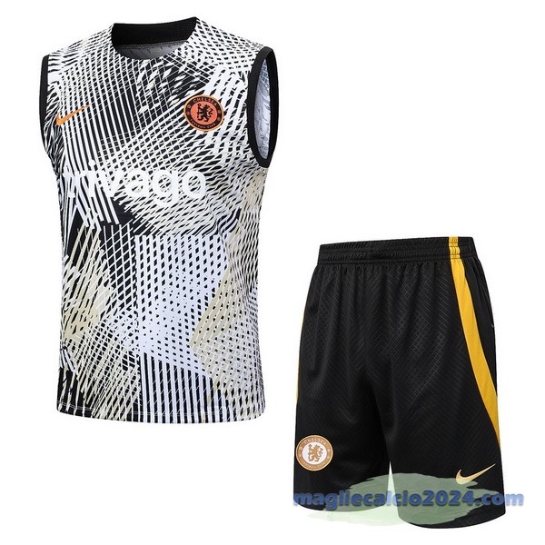 Entrenamiento Senza Maniche Set Completo Chelsea 2023 2024 Giallo I Nero Poco Prezzo