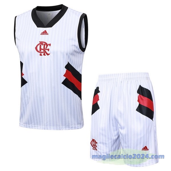 Entrenamiento Senza Maniche Set Completo Flamengo 2023 2024 Bianco I Nero Poco Prezzo