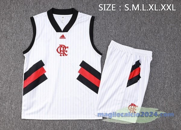Entrenamiento Senza Maniche Set Completo Flamengo 2023 2024 Bianco I Nero Poco Prezzo