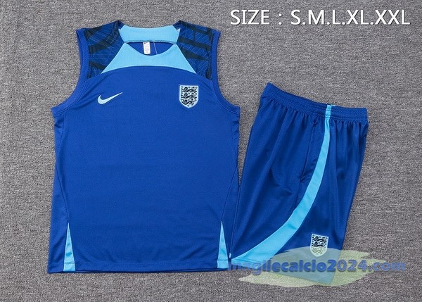 Entrenamiento Senza Maniche Set Completo Inghilterra 2023 Blu Poco Prezzo