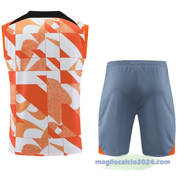 Entrenamiento Senza Maniche Set Completo Inter Milán 2023 2024 Arancione Bianco Grigio Poco Prezzo
