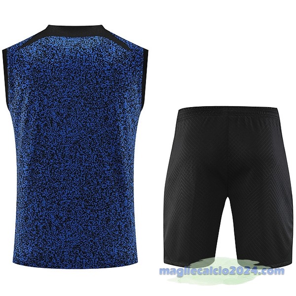 Entrenamiento Senza Maniche Set Completo Inter Milán 2023 2024 Blu Giallo Nero Poco Prezzo