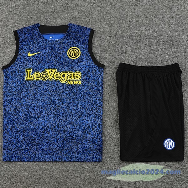 Entrenamiento Senza Maniche Set Completo Inter Milán 2023 2024 Blu Giallo Nero Poco Prezzo