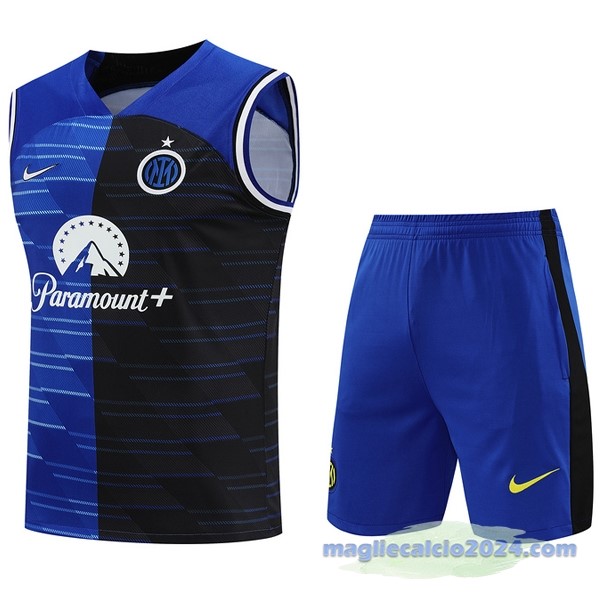 Entrenamiento Senza Maniche Set Completo Inter Milán 2023 2024 Blu I Nero Poco Prezzo