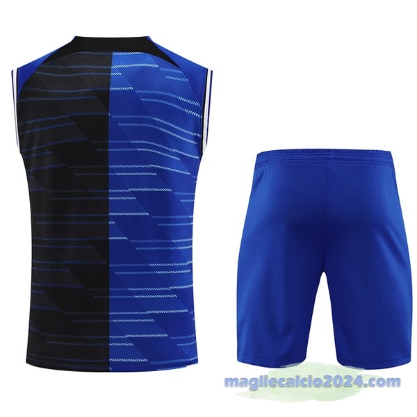 Entrenamiento Senza Maniche Set Completo Inter Milán 2023 2024 Blu I Nero Poco Prezzo