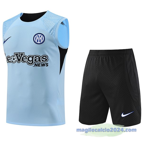 Entrenamiento Senza Maniche Set Completo Inter Milán 2023 2024 Blu Nero Poco Prezzo