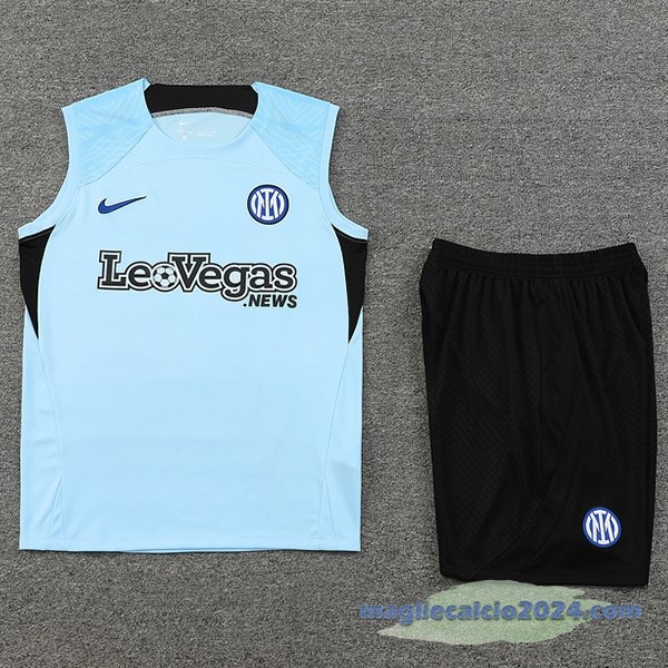 Entrenamiento Senza Maniche Set Completo Inter Milán 2023 2024 Blu Nero Poco Prezzo