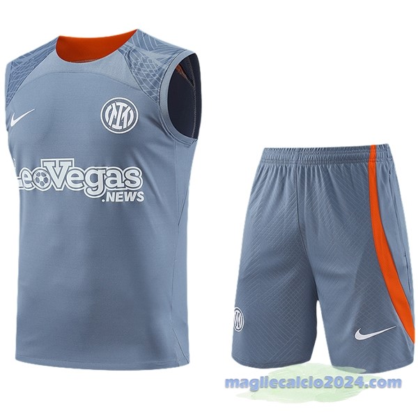 Entrenamiento Senza Maniche Set Completo Inter Milán 2023 2024 Grigio Poco Prezzo
