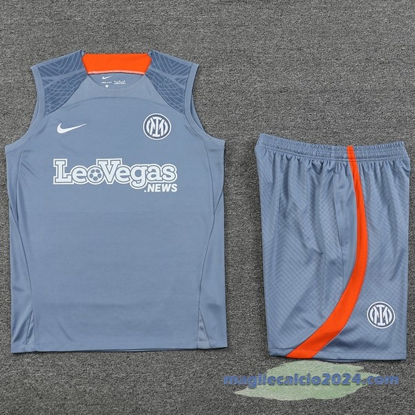 Entrenamiento Senza Maniche Set Completo Inter Milán 2023 2024 Grigio Poco Prezzo