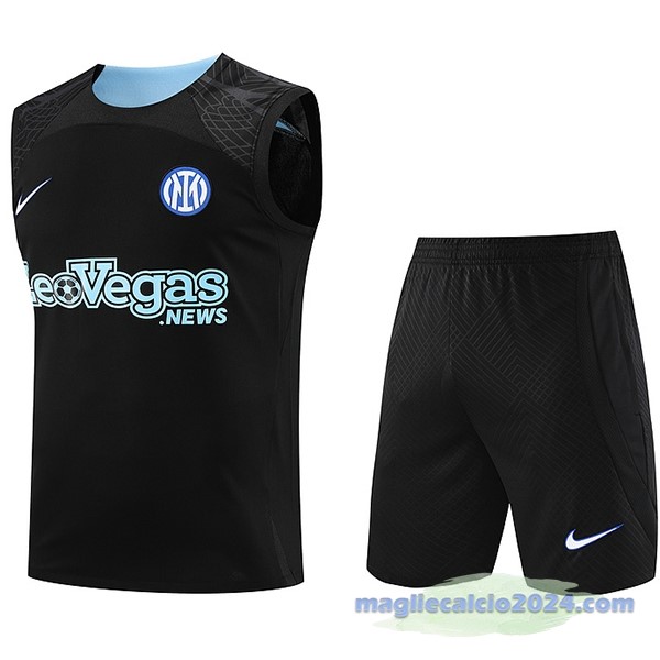 Entrenamiento Senza Maniche Set Completo Inter Milán 2023 2024 Nero Poco Prezzo