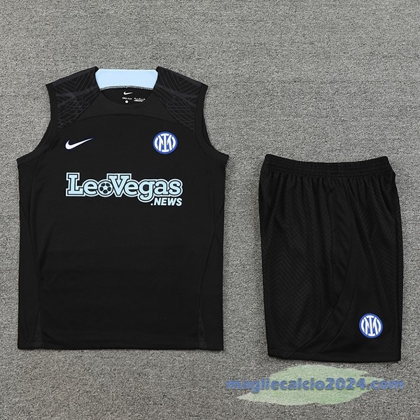 Entrenamiento Senza Maniche Set Completo Inter Milán 2023 2024 Nero Poco Prezzo