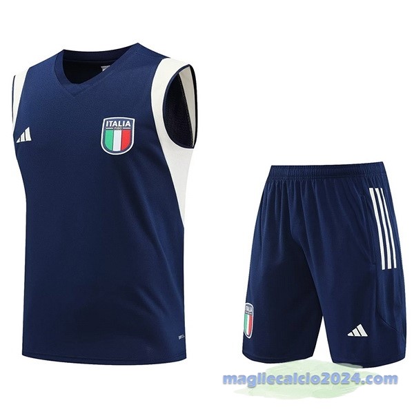 Entrenamiento Senza Maniche Set Completo Italia 2023 Blu Poco Prezzo
