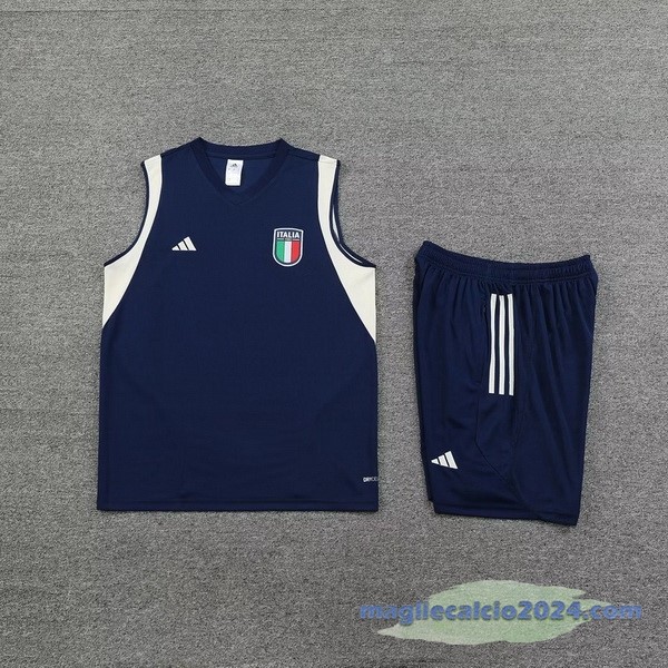Entrenamiento Senza Maniche Set Completo Italia 2023 Blu Poco Prezzo