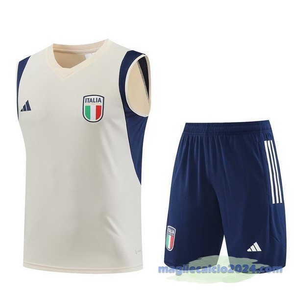 Entrenamiento Senza Maniche Set Completo Italia 2023 Giallo Blu Poco Prezzo