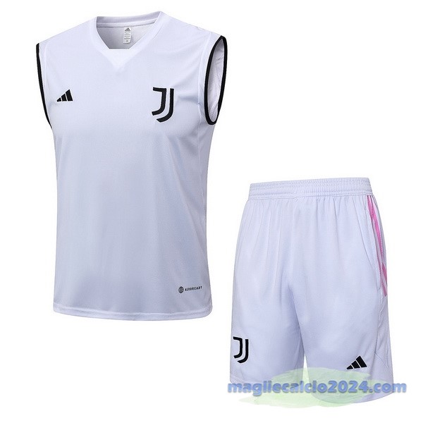 Entrenamiento Senza Maniche Set Completo Juventus 2023 2024 Bianco Nero Poco Prezzo
