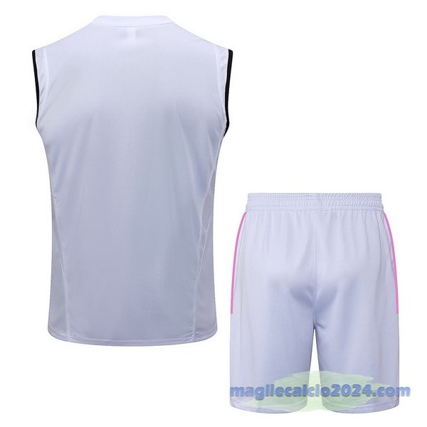 Entrenamiento Senza Maniche Set Completo Juventus 2023 2024 Bianco Nero Poco Prezzo
