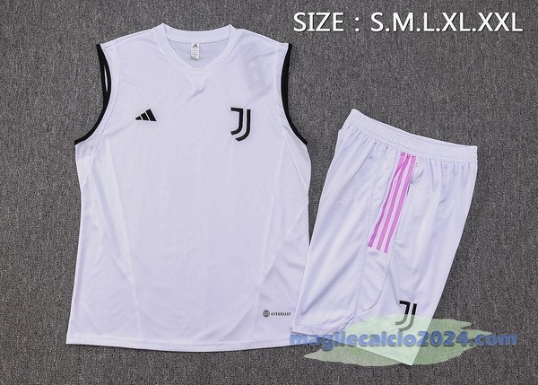 Entrenamiento Senza Maniche Set Completo Juventus 2023 2024 Bianco Nero Poco Prezzo