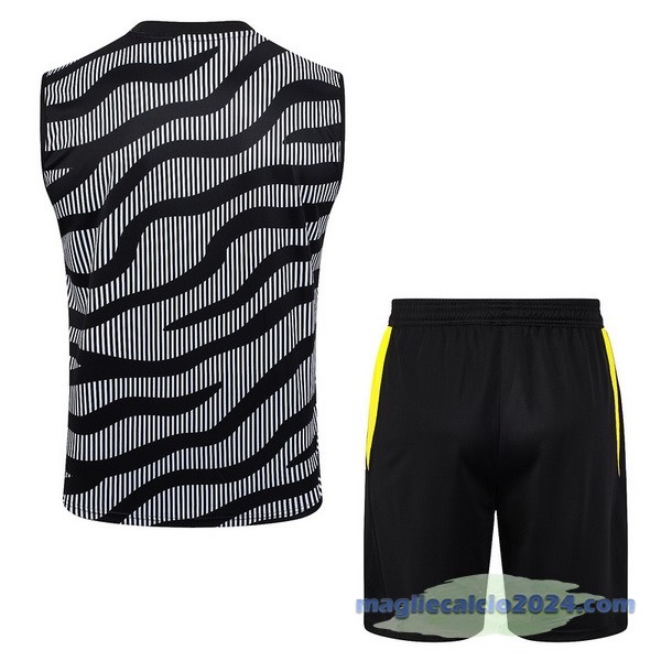 Entrenamiento Senza Maniche Set Completo Juventus 2023 2024 Grigio Nero Giallo Poco Prezzo