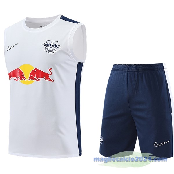 Entrenamiento Senza Maniche Set Completo Leipzig 2023 2024 Bianco Blu Navy Poco Prezzo