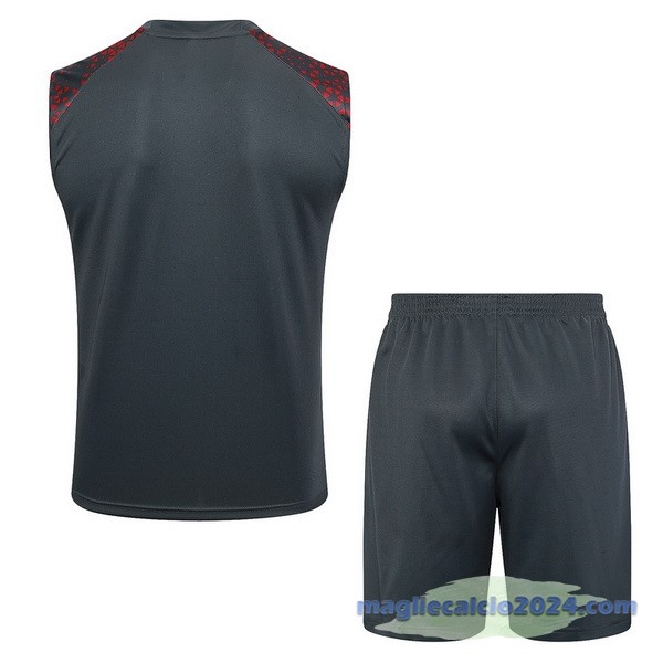 Entrenamiento Senza Maniche Set Completo Manchester City 2023 2024 Rosso Grigio Poco Prezzo