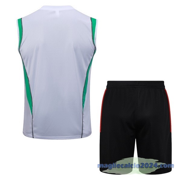 Entrenamiento Senza Maniche Set Completo Manchester United 2023 2024 Bianco Verde Nero Poco Prezzo