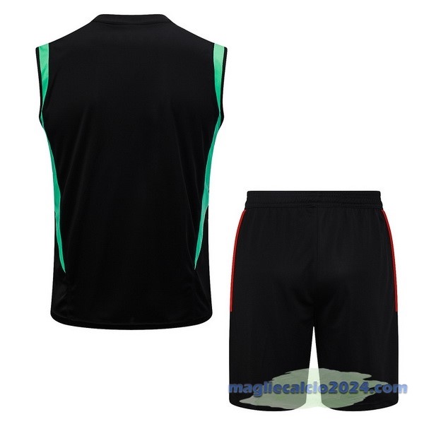 Entrenamiento Senza Maniche Set Completo Manchester United 2023 2024 Nero Verde Rosso Poco Prezzo
