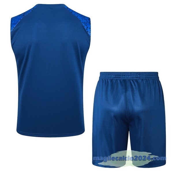 Entrenamiento Senza Maniche Set Completo Marsella 2023 2024 Blu Bianco Poco Prezzo