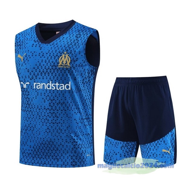 Entrenamiento Senza Maniche Set Completo Marsella 2023 2024 Blu Poco Prezzo