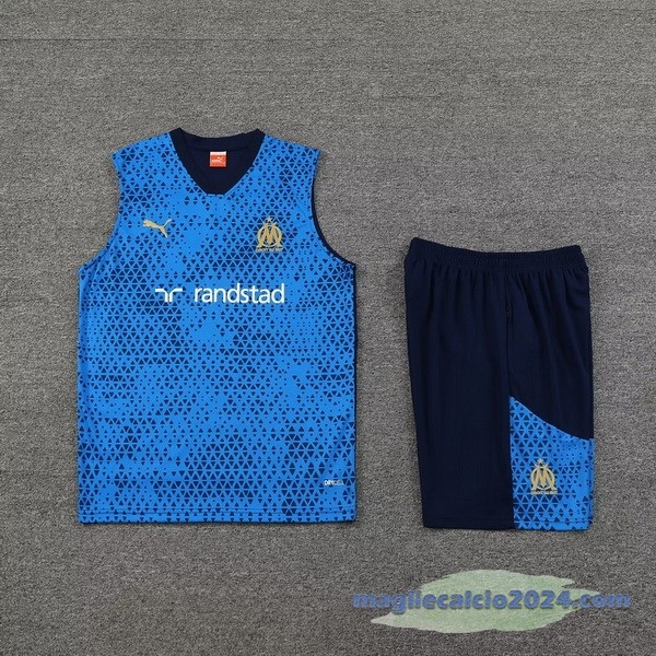 Entrenamiento Senza Maniche Set Completo Marsella 2023 2024 Blu Poco Prezzo