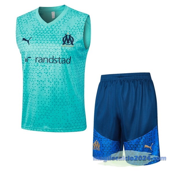 Entrenamiento Senza Maniche Set Completo Marsella 2023 2024 Verde Blu Poco Prezzo